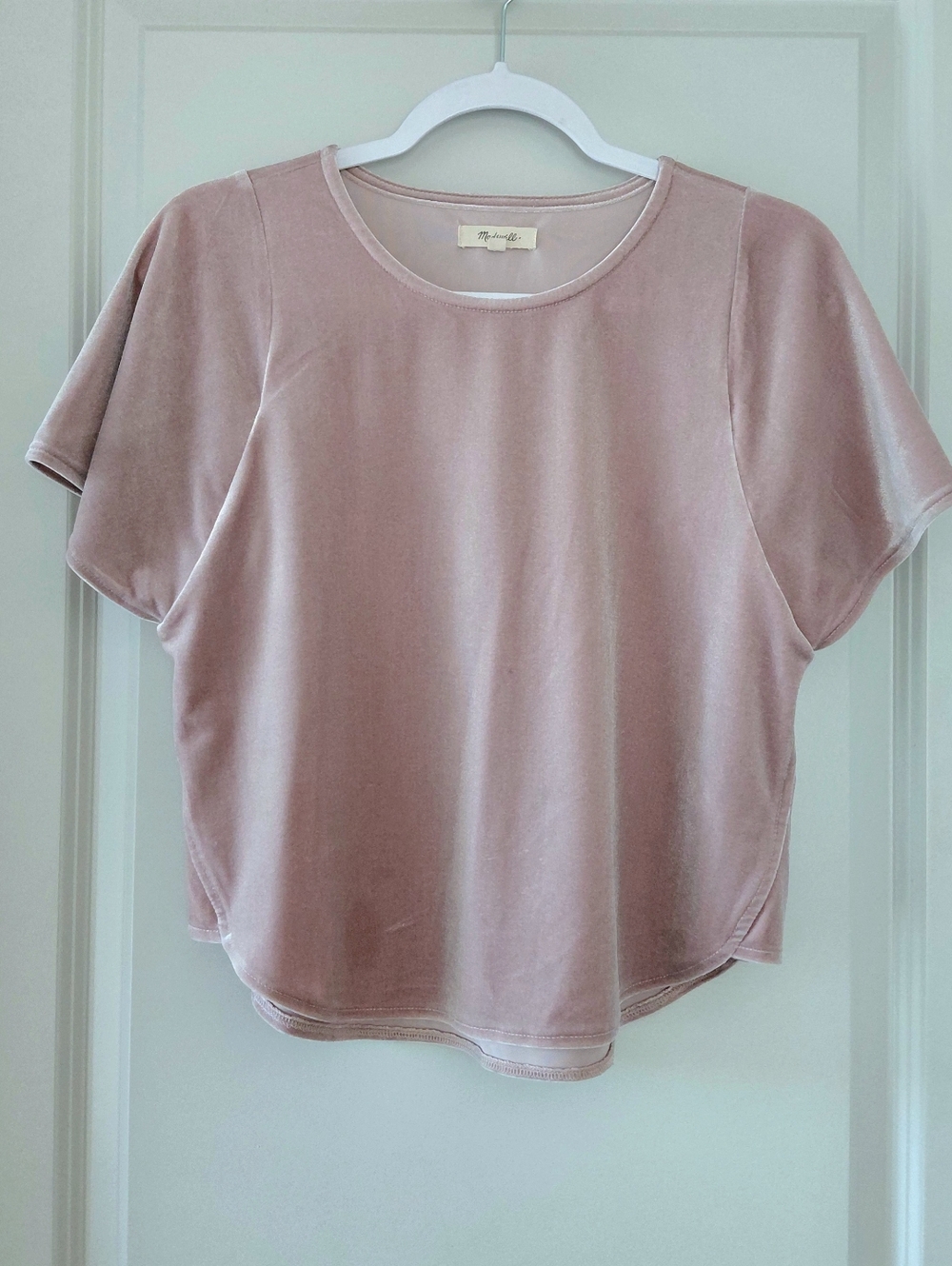 Madewell Blush Velvet Butterfly Sleeve Top